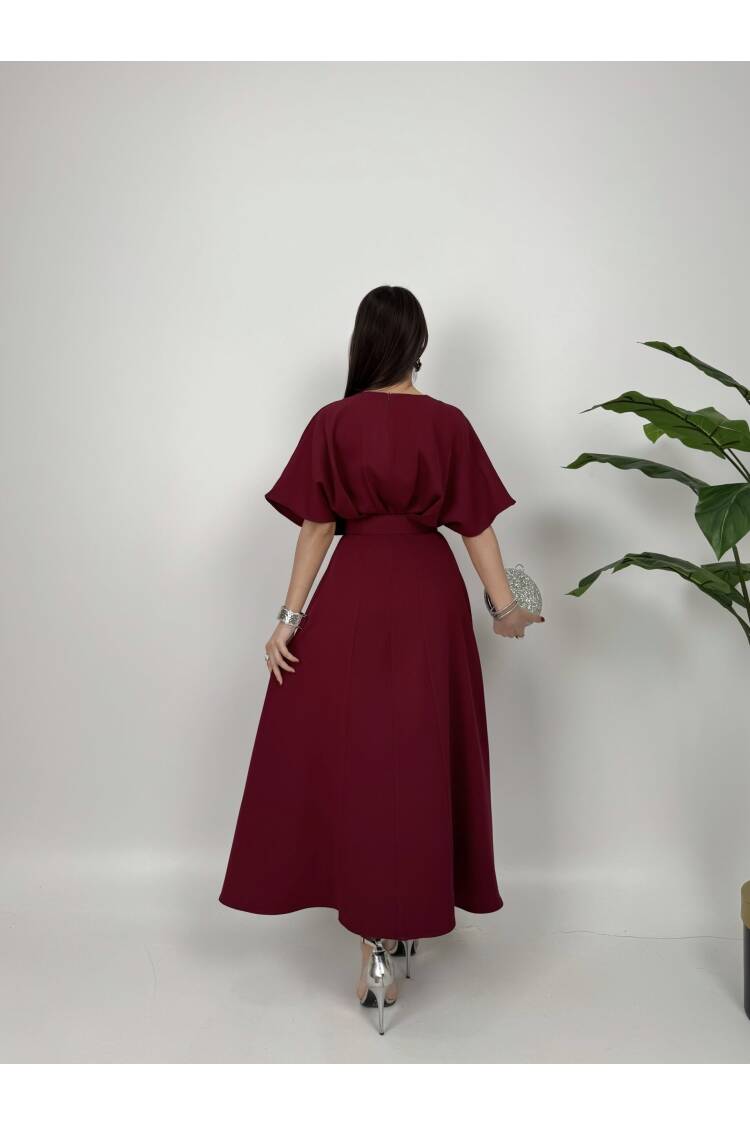 Atlas Fabric Belted Dress