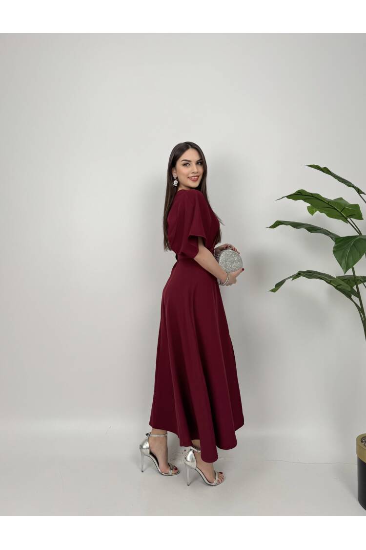 Atlas Fabric Belted Dress