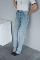 Pipe Leg Pants - Ice Blue - Qustyle - Globality Store - Women Clothes Wholesale Turkey