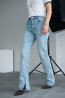Pipe Leg Pants - Ice Blue - Qustyle - Globality Store - Women Clothes Wholesale Turkey