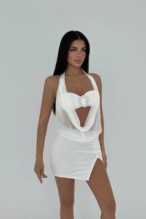 Tulle Detail Mini Dress - EYYO ATELIER - Globality Store - Women Clothes Wholesale Turkey