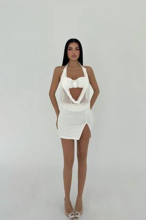 Tulle Detail Mini Dress - EYYO ATELIER - Globality Store - Women Clothes Wholesale Turkey