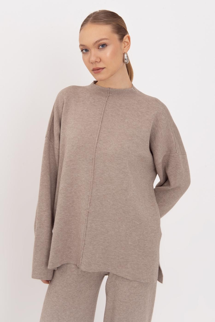 Oversize Knitted Sweater With High Collar Detail - BSL - Globality Store - Women Clothes Wholesale Turkey