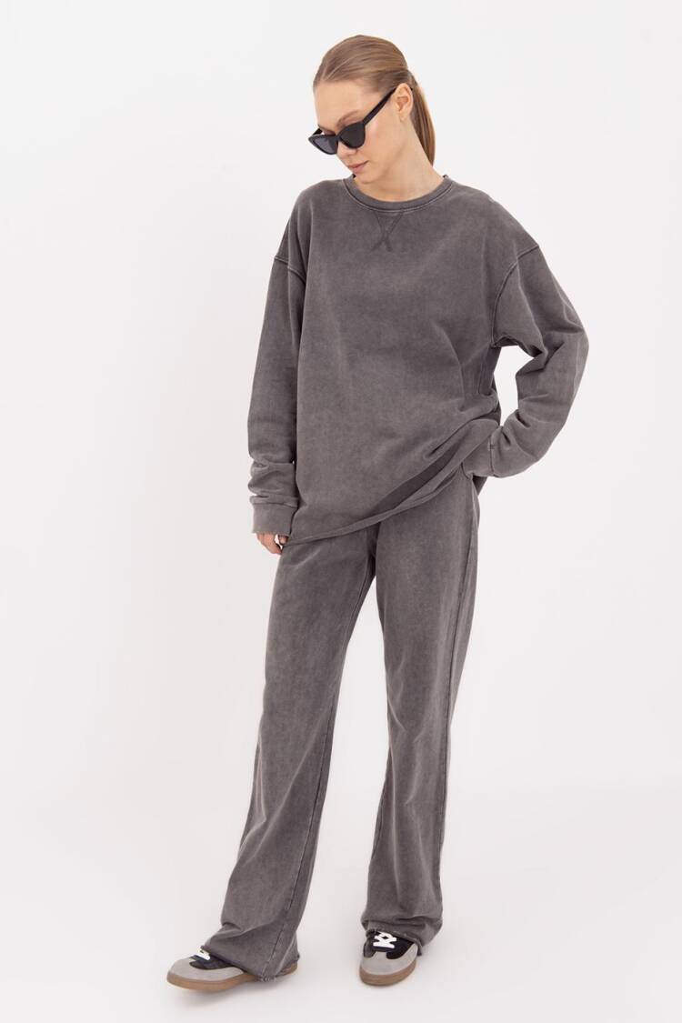 Washed Straight Cut Trousers