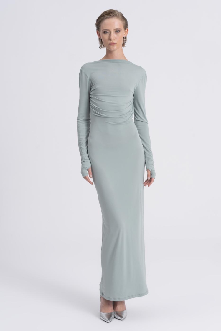 Boat Neck Low Back Maxi Dress - BSL - Globality Store - Women Clothes Wholesale Turkey