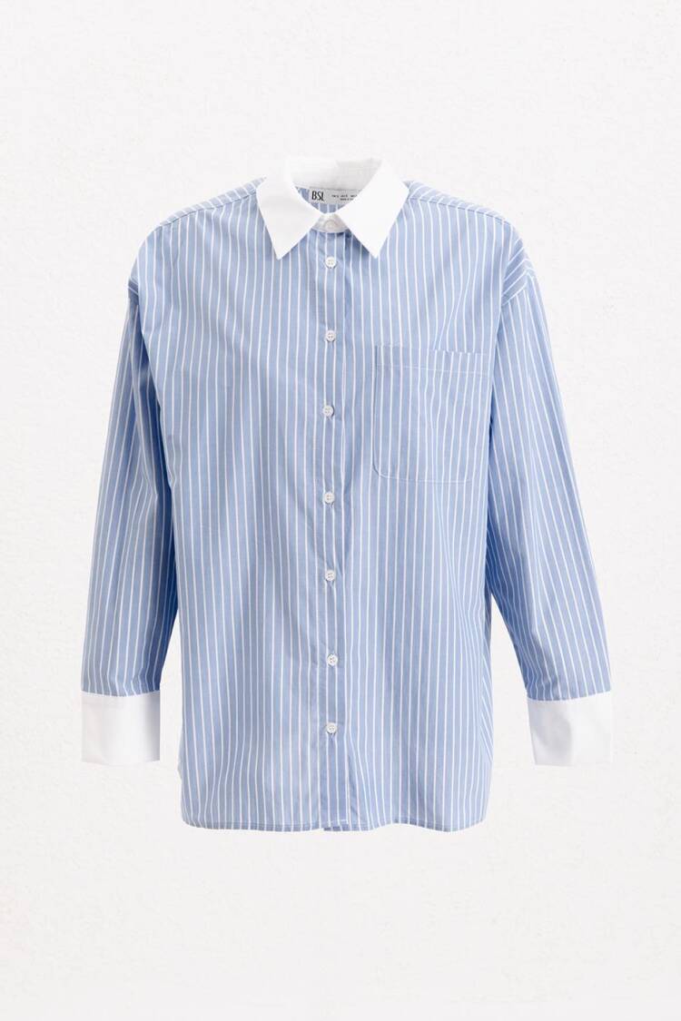 Oversize Striped Shirt - BSL - Globality Store - Women Clothes Wholesale Turkey