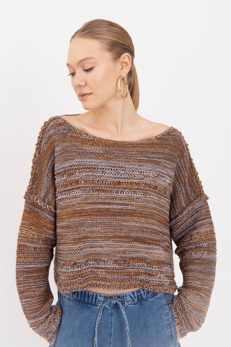 Oversize Boat Neck Sweater - BSL - Globality Store - Women Clothes Wholesale Turkey