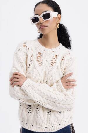 Openwork Patterned Sweater - BSL - Globality Store - Women Clothes Wholesale Turkey