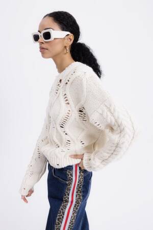 Openwork Patterned Sweater - BSL - Globality Store - Women Clothes Wholesale Turkey