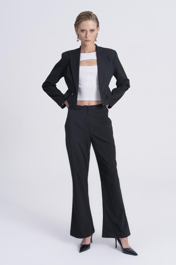 Straight Cut Fabric Trousers