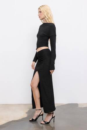 Gathered Textured Midi Skirt - BSL - Globality Store - Women Clothes Wholesale Turkey