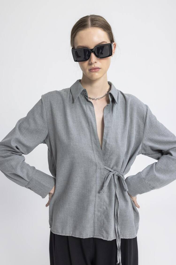 Tie Detailed Shirt - BSL - Globality Store - Women Clothes Wholesale Turkey