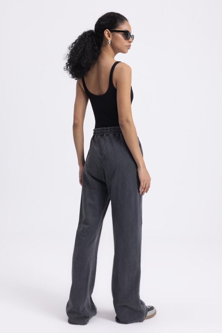 Washed Rib Stitching Detailed Trousers