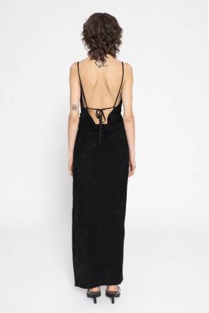 Plunging Neck Satin Midi Dress - BSL - Globality Store - Women Clothes Wholesale Turkey