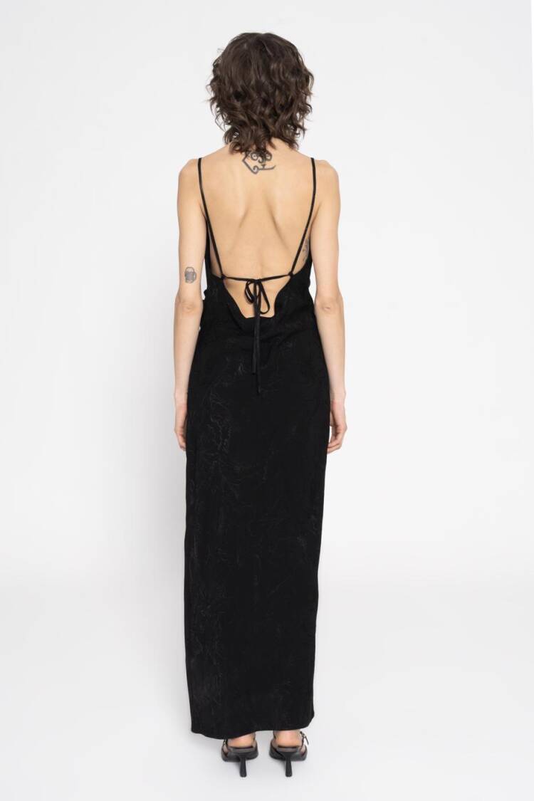 Plunging Neck Satin Midi Dress