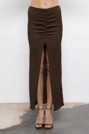 Gathered Textured Midi Skirt - BSL - Globality Store - Women Clothes Wholesale Turkey