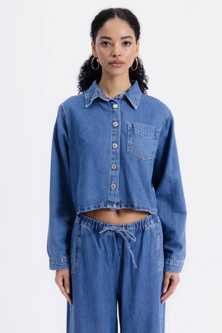 Denim Shirt With Patch Pocket