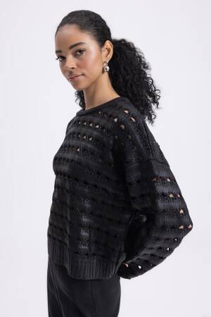 Gilded Openwork Oversize Sweater - BSL - Globality Store - Women Clothes Wholesale Turkey