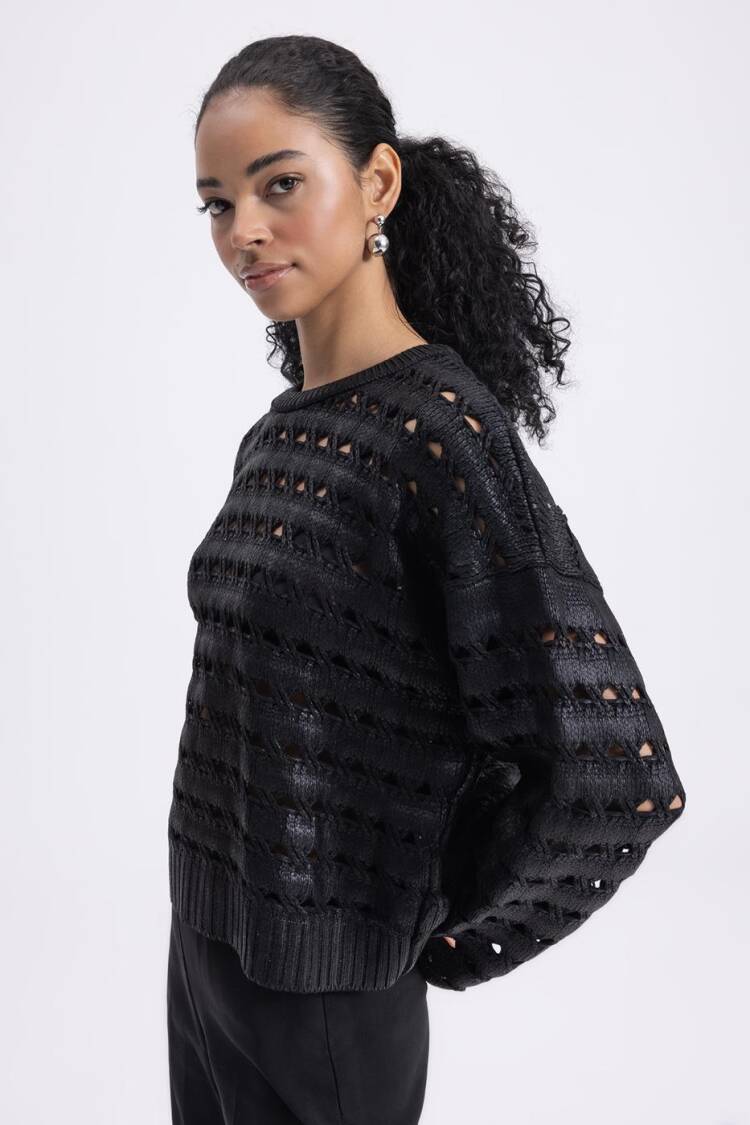 Gilded Openwork Oversize Sweater