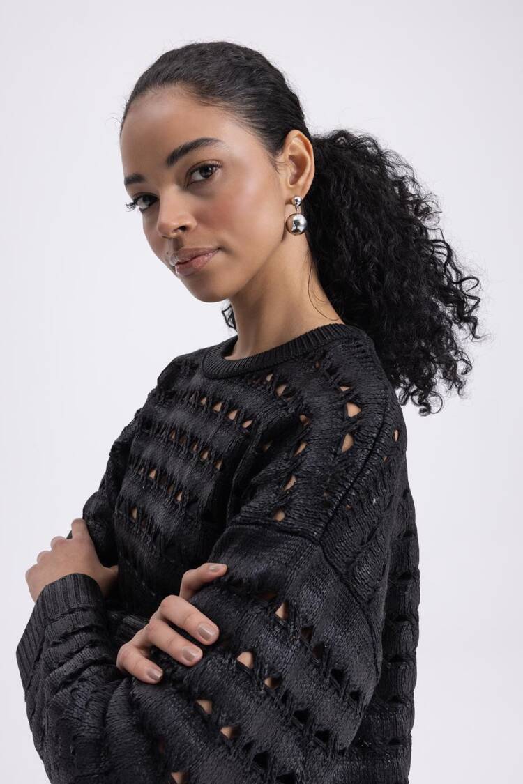 Gilded Openwork Oversize Sweater