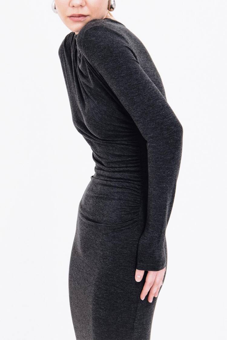 Draped Midi Dress - BSL - Globality Store - Women Clothes Wholesale Turkey