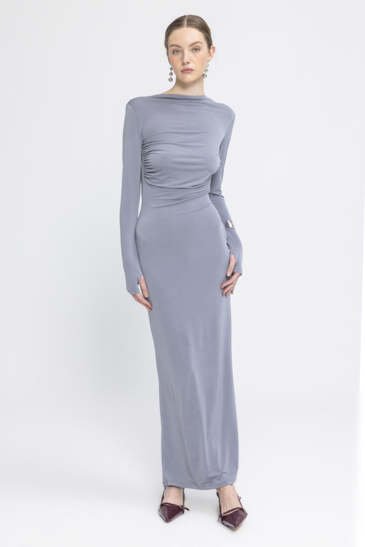 Boat Neck Low Back Maxi Dress - BSL - Globality Store - Women Clothes Wholesale Turkey