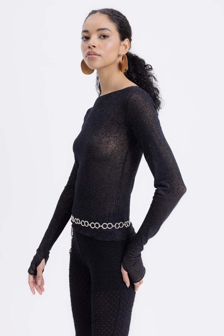 Boat Neck Tulle Top