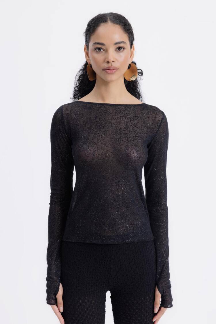 Boat Neck Tulle Top
