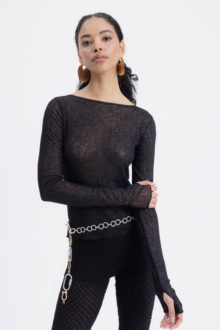 Boat Neck Tulle Top - BSL - Globality Store - Women Clothes Wholesale Turkey