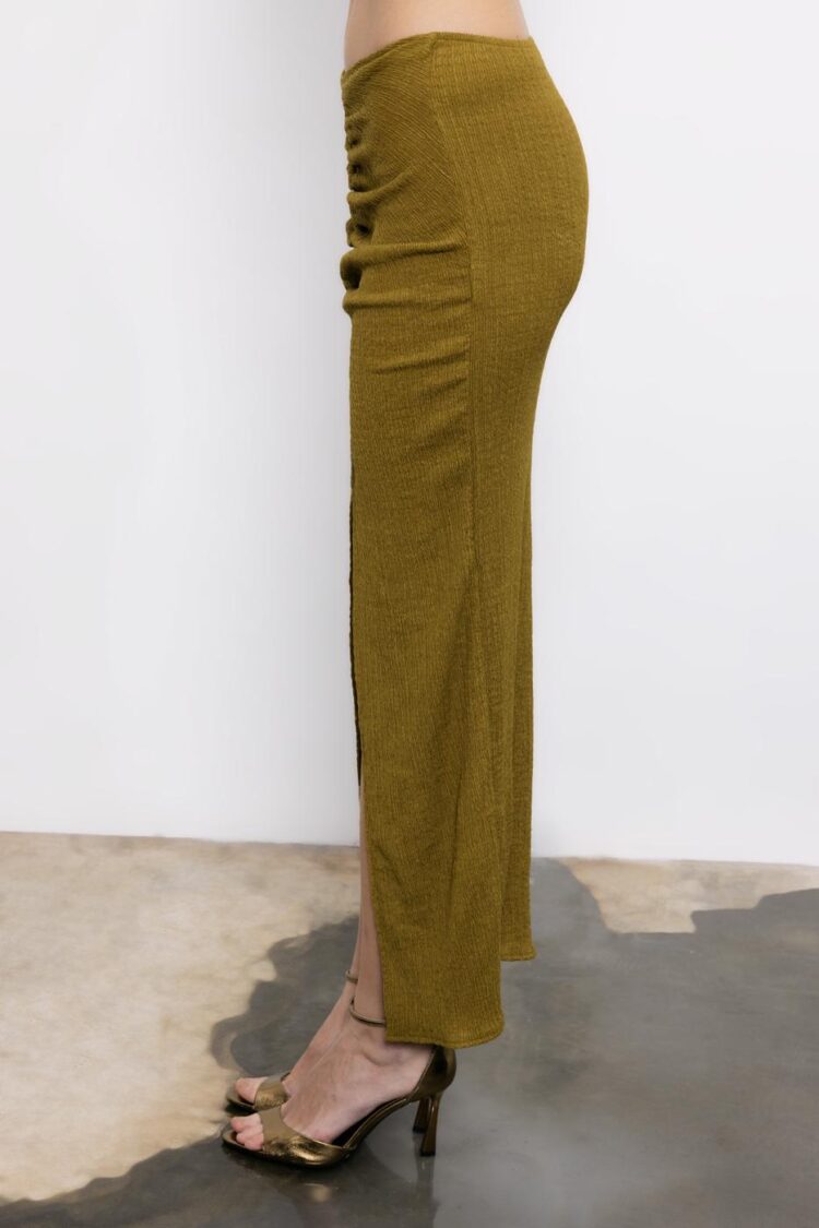 Gathered Textured Midi Skirt