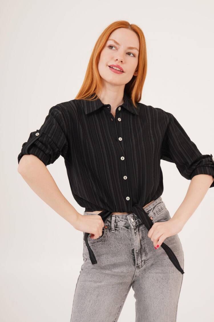 Tie Up Detailed Crop WholesaleShirt