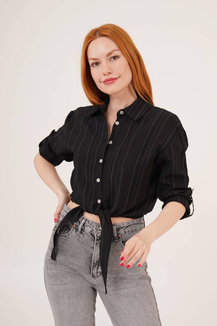 Tie Up Detailed Crop WholesaleShirt