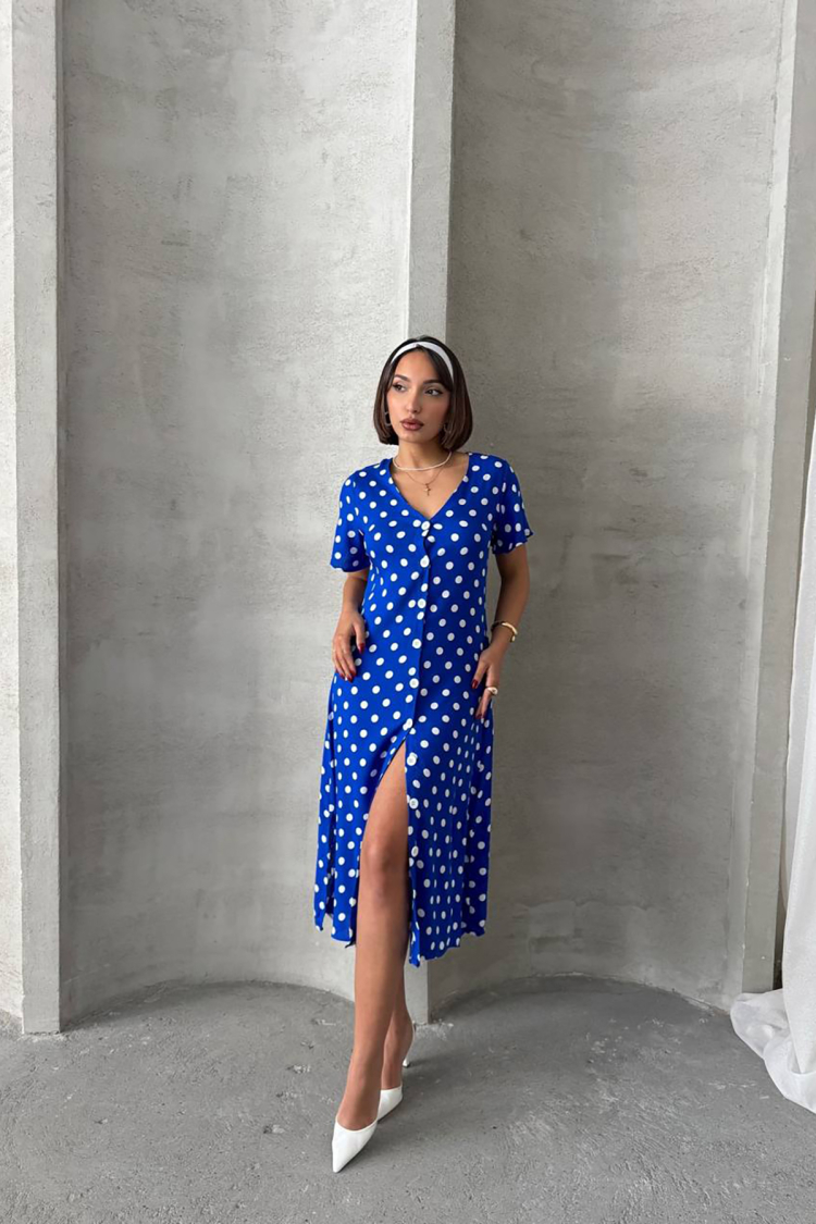 Viscose Polka Dot Print Shirt Dress