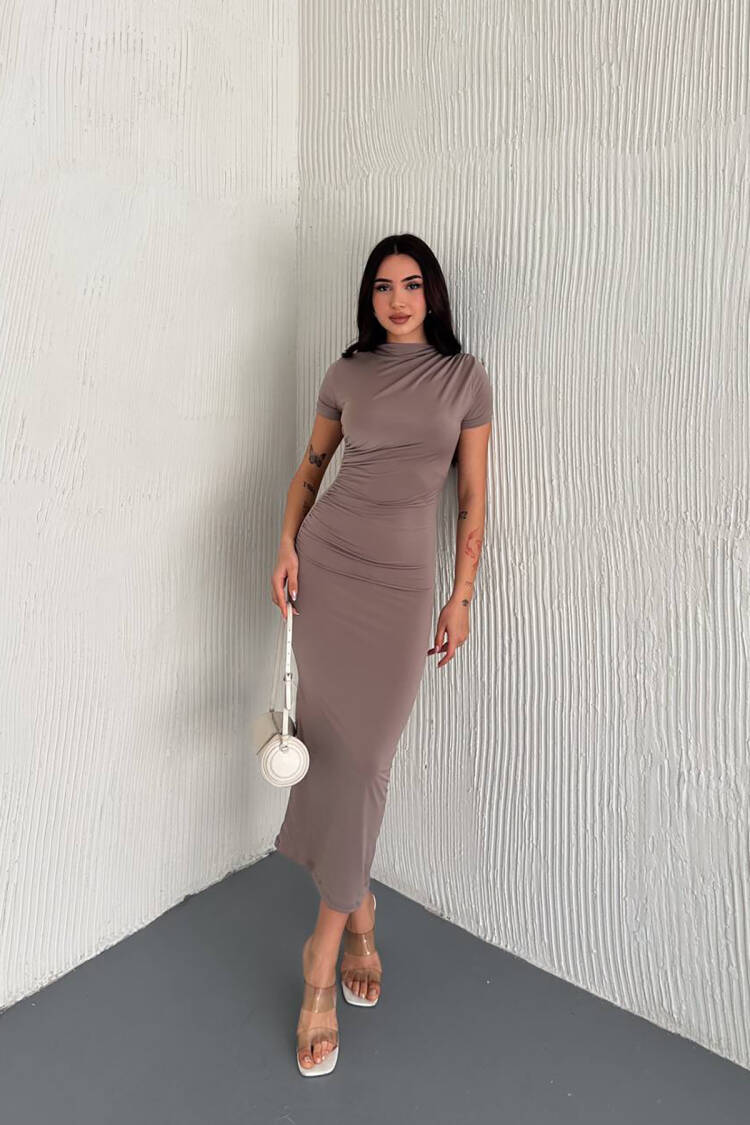 Sandy Ruffle Detailed Long Pencil Dress
