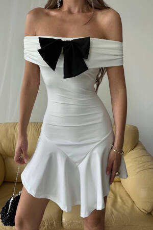 Mini Size Lycra Bow Dress - Mode Roy - Globality Store - Women Clothes Wholesale Turkey