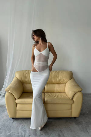 Maxi Waist Tulle Design Dress - Mode Roy - Globality Store - Women Clothes Wholesale Turkey