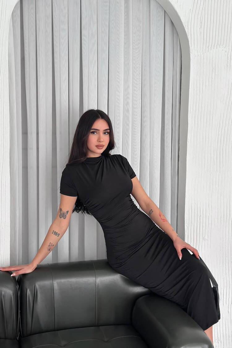 Sandy Ruffle Detailed Long Pencil Dress