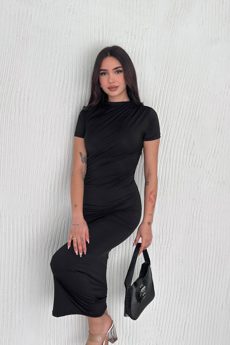 Sandy Ruffle Detailed Long Pencil Dress