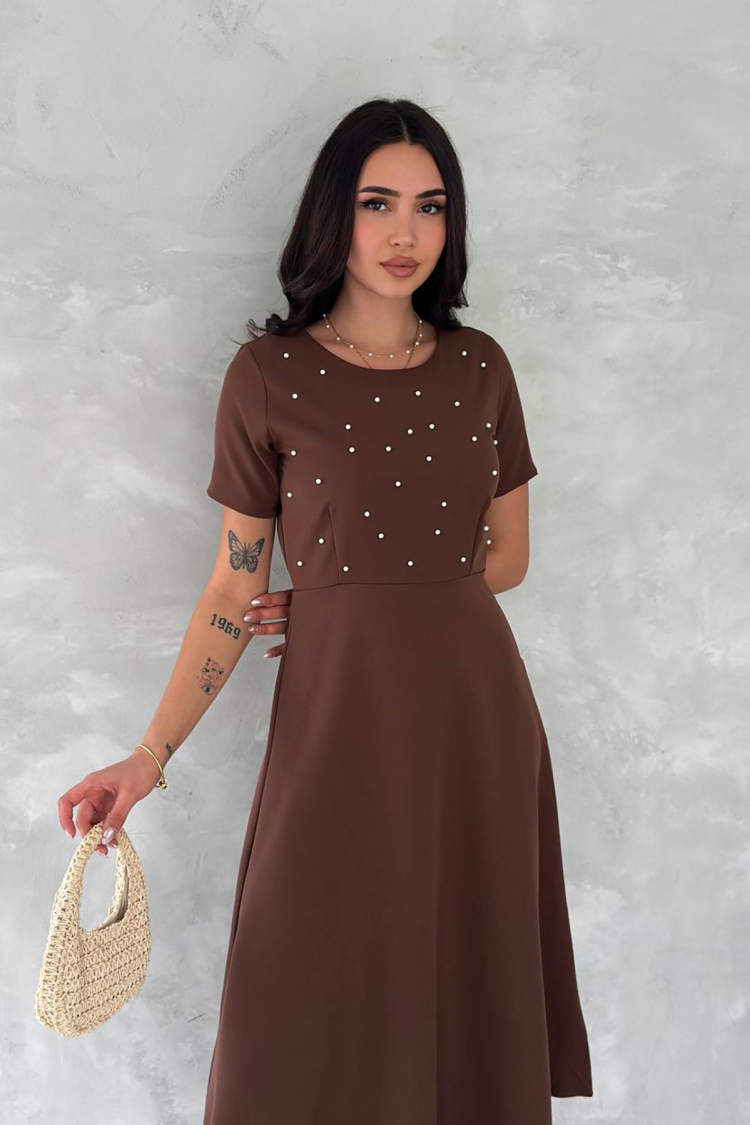 Pearl Detailed Midi Dress