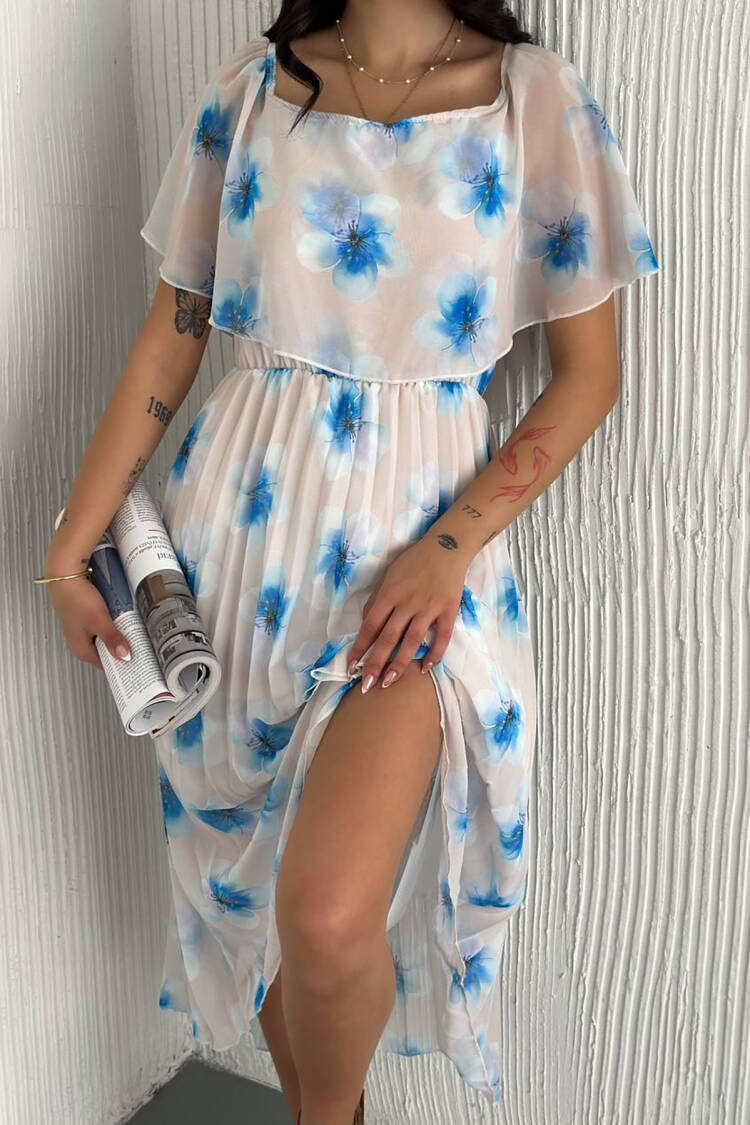 Madonna Neckline Chiffon Dress