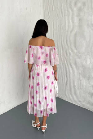 Madonna Neckline Chiffon Dress - Mode Roy - Globality Store - Women Clothes Wholesale Turkey