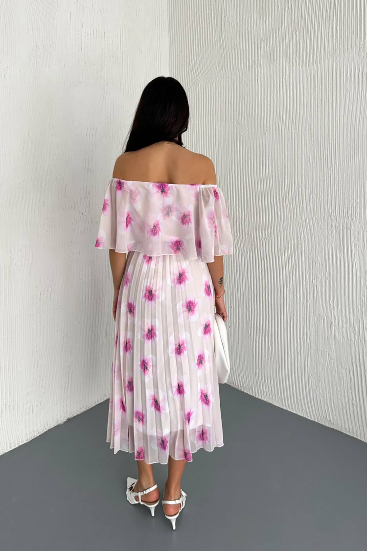 Madonna Neckline Chiffon Dress