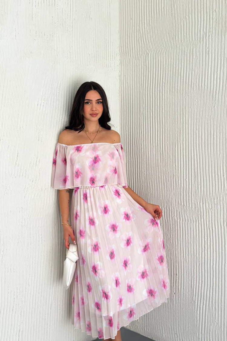 Madonna Neckline Chiffon Dress