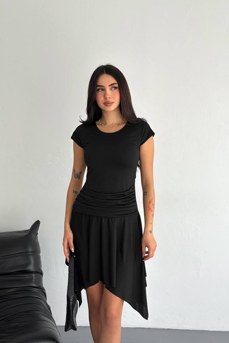 Lycra Mini Size Asymmetric Dress