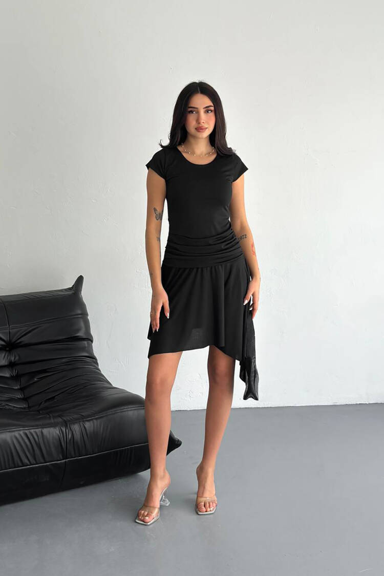 Lycra Mini Size Asymmetric Dress