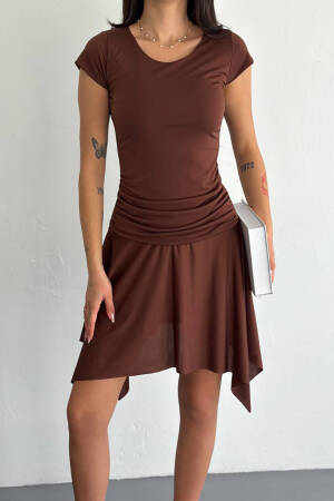 Lycra Mini Size Asymmetric Dress - Mode Roy - Globality Store - Women Clothes Wholesale Turkey