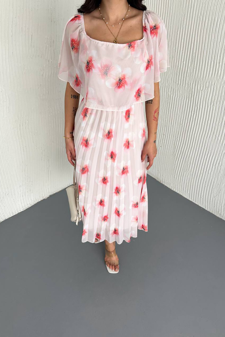 Madonna Neckline Chiffon Dress