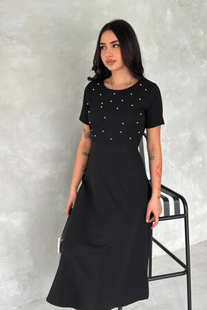 Pearl Detailed Midi Dress - Mode Roy - Globality Store - Women Clothes Wholesale Turkey