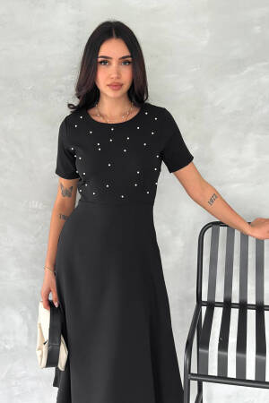 Pearl Detailed Midi Dress - Mode Roy - Globality Store - Women Clothes Wholesale Turkey