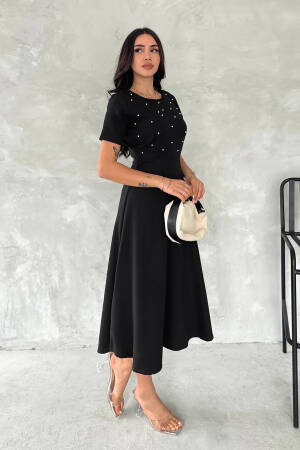 Pearl Detailed Midi Dress - Mode Roy - Globality Store - Women Clothes Wholesale Turkey